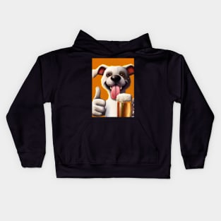 Funny Dog with Beer Kids Hoodie